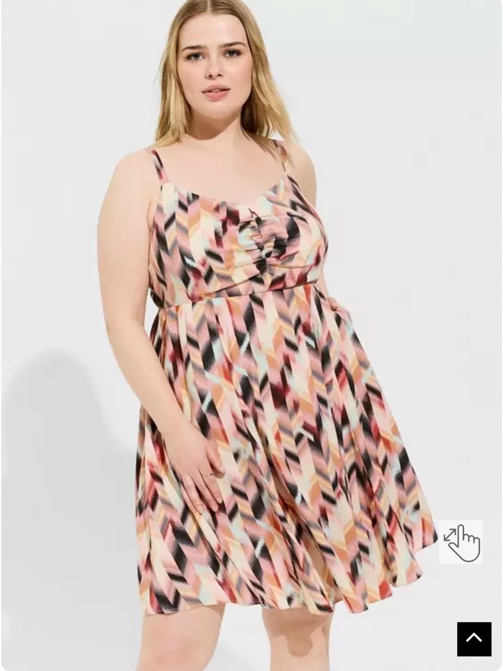 Torrid Mini Challis Skater Dress 2X 18/20 NWT Pink Abstract Print Pockets Plus